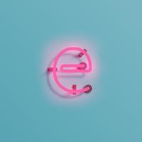 Realistic neon character from a typeset, vector