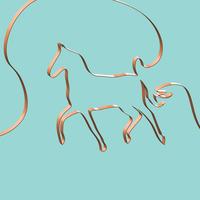 Realistic ribbon shapes an animal, vector illustration