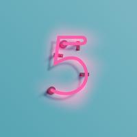 Realistic neon character from a typeset, vector