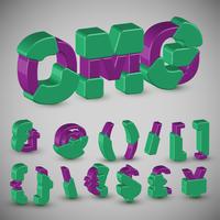3D colorful character set from a typeset, vector
