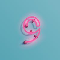 Realistic neon character from a typeset, vector