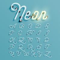 Realistic neon character typeset, vector