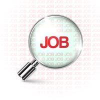 Searching job with a magnifying glass
 vector