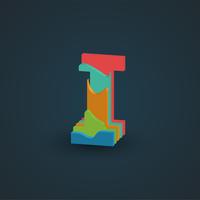 3D colorful layered character from a fontset, vector