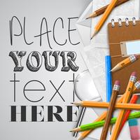 Office or school stuffs and items on white background, vector

