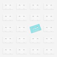 Pastel retro realistic cassette on flat background, vector illustration