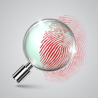 Fingerprint and a magnifier, vector
