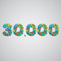 Number made by colorful balloons, vector
