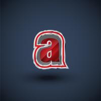 3D red steel font character, vector