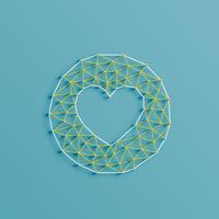 Emoticon heart made by stings and pins, vector illustration