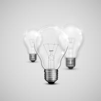 Realistic light bulbs with blurred ones, vector illustration