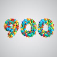 Number made by colorful balloons, vector
