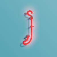 Realistic neon character from a typeset, vector