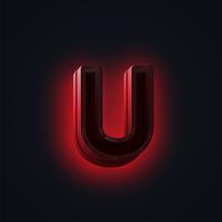 Red 'CLUB' neon lights character from a fontset, vector