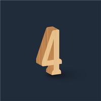 3D wood font character, vector