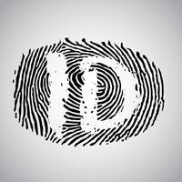 Fingerprint illustration with 'ID', vector