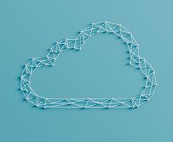Realistic illustration of a cloud icon made by pins and strings, vector