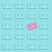 Pastel retro realistic cassette on flat background, vector illustration