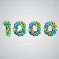 Number made by colorful balloons, vector
