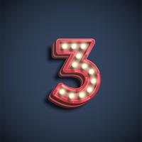 Realistic number character with lamps, vector illustration