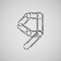 Linked paperclips forming a character, vector