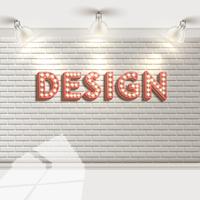 White brick wall with reflectors, vector