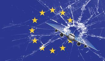 La estrella británica disparó desde la bandera de la UE, ilustración vectorial vector