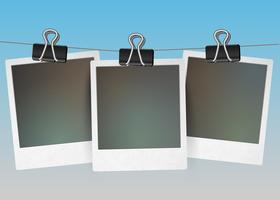 Three blank picture frames hanging, vector

