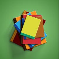 Realistic colorful books with green background and shadow, vector illustration