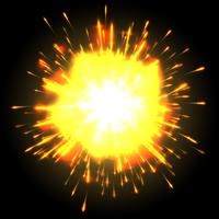 Powerful explosion on black background, vector

