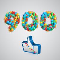 Number of likes made by balloon, vector illustration