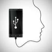 Mobile phone with a face
 vector