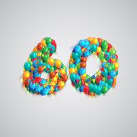 Number made by colorful balloons, vector
