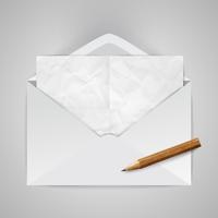 Realistic envelope with a pencil, vector illustration