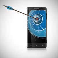 An arrow and a mobile phone, vector
