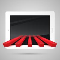 Tablet and red arrows, vector
