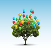 Tree and balloons, vector