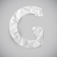 Letter made by crumpled paper with shadows, vector
