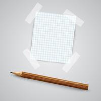 A piece of paper with a pencil, vector
