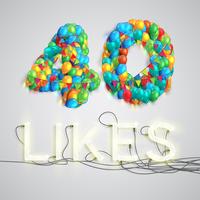 Number of likes made by balloon, vector illustration