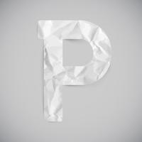 Letter made by crumpled paper with shadows, vector
