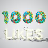 Number of likes made by balloon, vector illustration