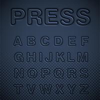 Pressed font set, vector illustration