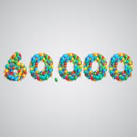 Number made by colorful balloons, vector
