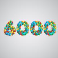 Número hecho por globos de colores, vector