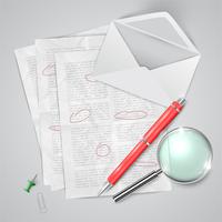 Office or school stuffs and items on white background, vector
