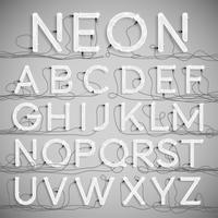 Realistic neon alphabet with wires OFF, vector