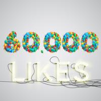 Number of likes made by balloon, vector illustration