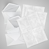 Realistic envelope with papers, vector illustration