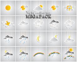 Weather icon set made by paper
 vector